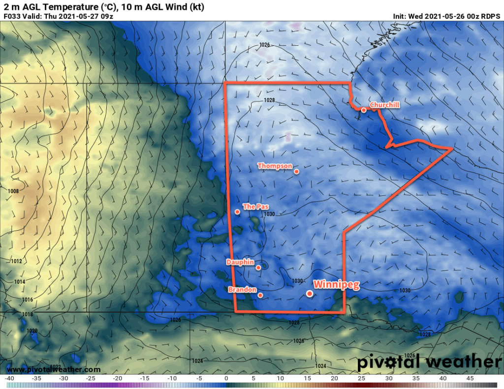 RDPS 2m Temperature Forecast valid 09Z Thursday May 27, 2021