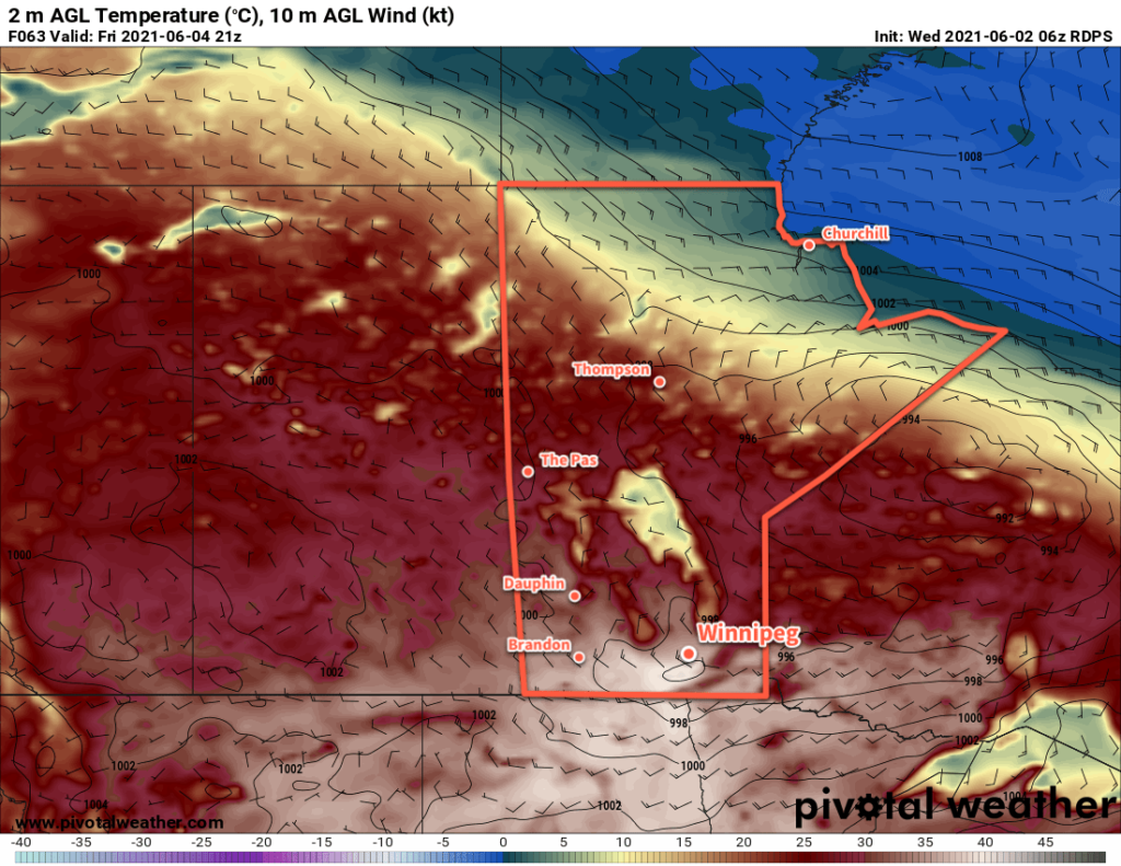 RDPS 2m Temperature Forecast valid 21Z Friday June 4, 2021