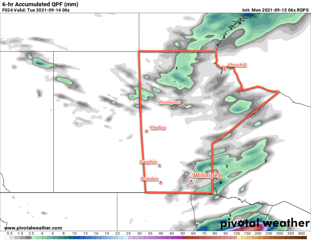 RDPS 6hr. Accumulated QPF valid 06Z Tuesday September 14, 2021