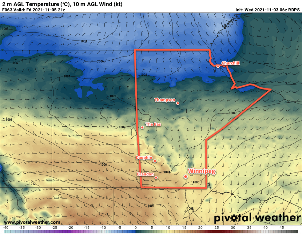 RDPS 2m Temperature Forecast valid 21Z Friday November 5, 2021