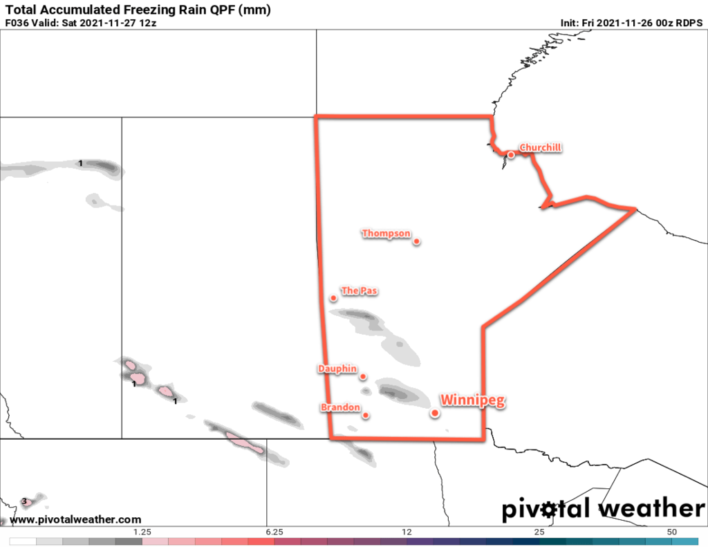 RDPS Total Accumulated Freezing Rain valid 12Z Saturday November 27, 2021