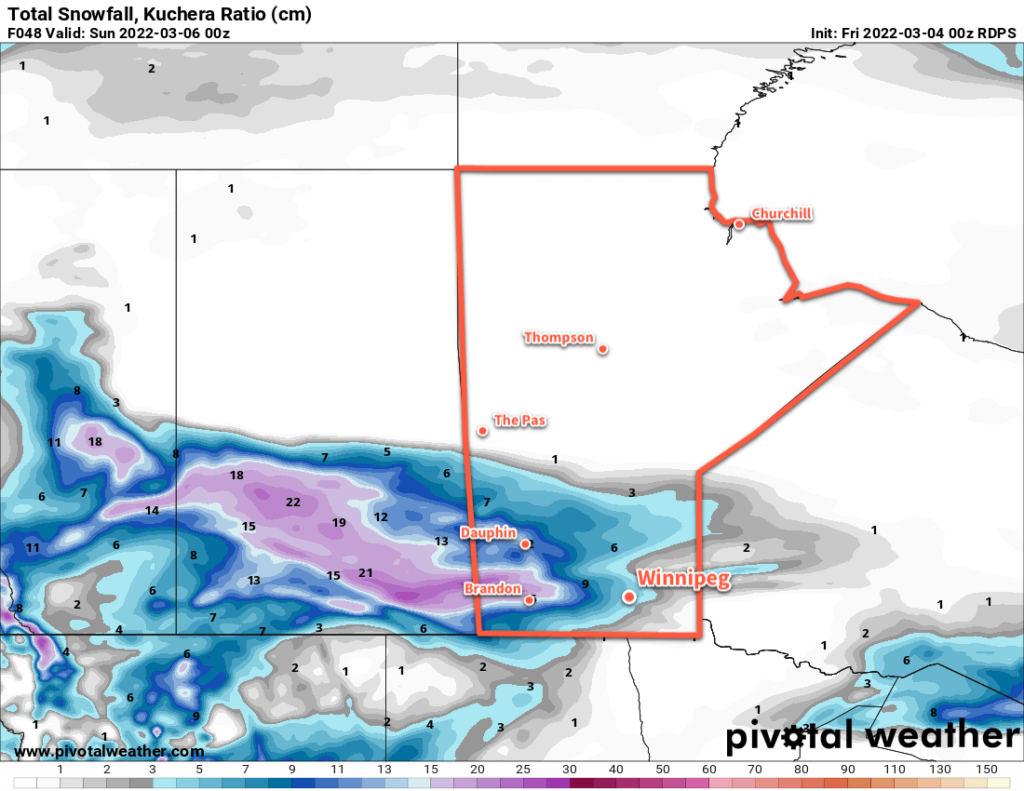 48hr. Snowfall Accumulation Forecast valid 06Z Saturday March 5, 2022