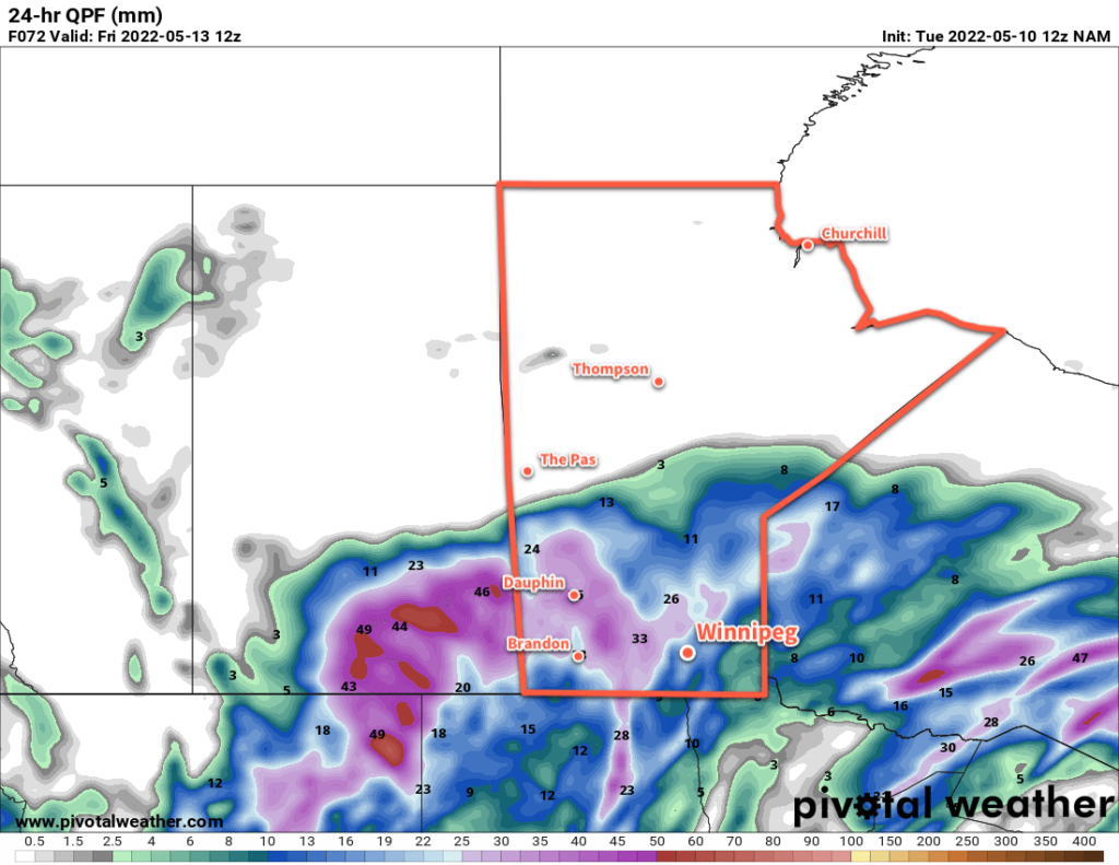 NAM 24hr. Accumulated Precipitation Forecast valid 12Z Friday May 13, 2022