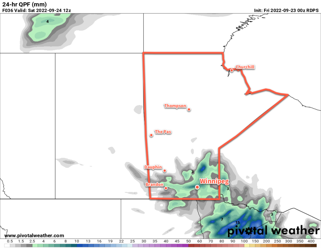 RDPS 24-hr Precipitation Accumulation Forecast valid 12Z Saturday September 24, 2022