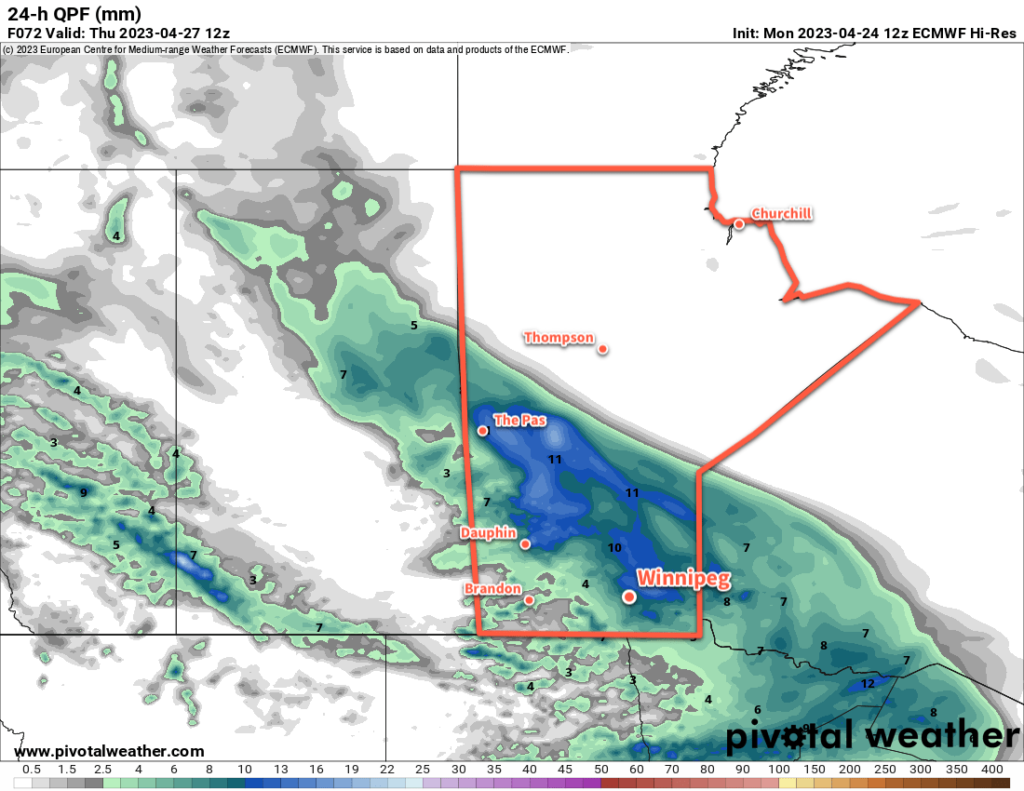 ECMWF 24hr. Precipitation Accumulation valid 12Z Thursday April 27, 2023