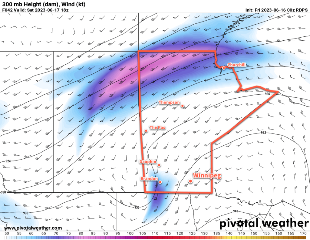 RDPS 300mb Height and Wind Forecast valid 18Z Saturday June 17, 2023