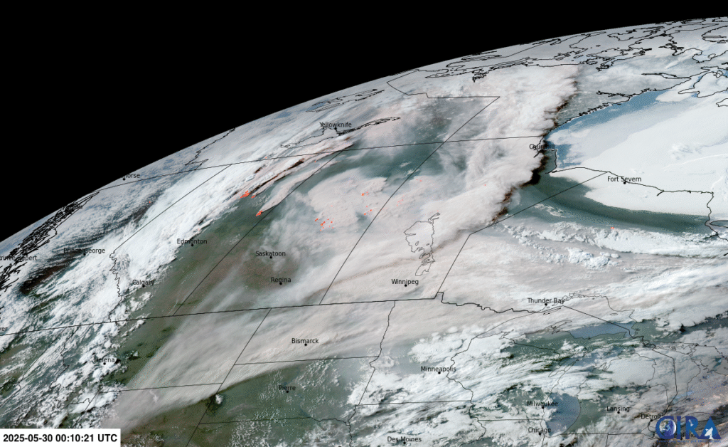 GOES-19 GeoFire RGB Imagery valid 0010Z Friday May 30, 2025