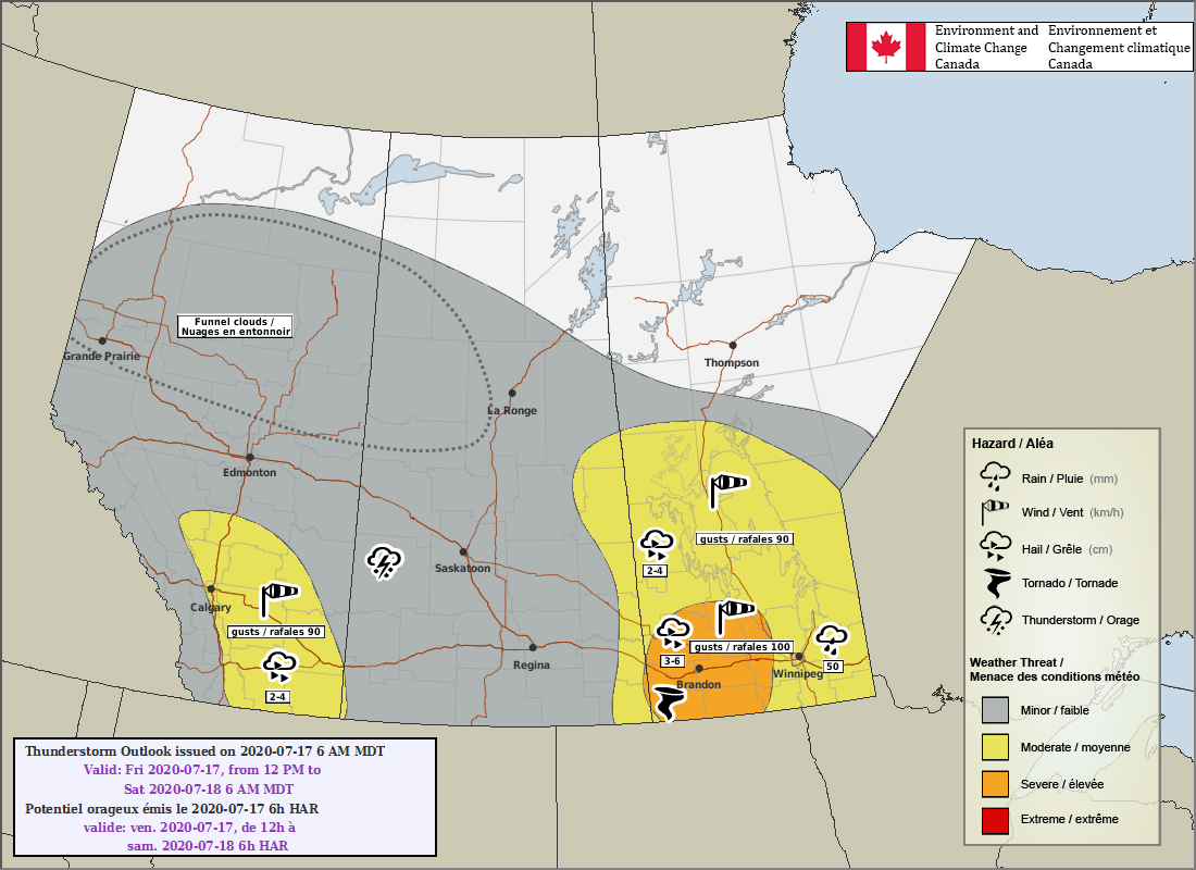 ECCC Thunderstorm Outlook valid July 17, 2020